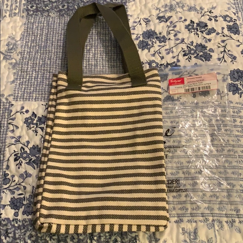 ThirtyOne Twice As Nice Tote in Olive Twill Stripe